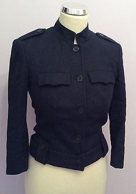All Saints Dark Blue Wool Blend Gravel Jacket Size 8 - Whispers Dress Agency - Womens Coats & Jackets - 1