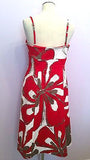 Coast Red, White & Beige Floral Print Strappy / Strapless Dress Size 14 - Whispers Dress Agency - Womens Special Occasion - 4