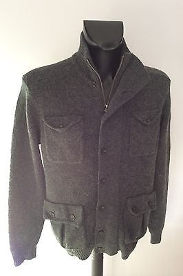 French Connection Dark Grey Zip & Button Fasten Front Cardigan Size M - Whispers Dress Agency - Mens Knitwear - 1