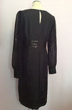 Brand New Monsoon Black Sequinned Long Sleeve Silk Dress Size 12 - Whispers Dress Agency - Womens Eveningwear - 3