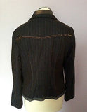 Imprevu Design Brown Wool Blend Pinstripe Velvet Trim Jacket Size 14 - Whispers Dress Agency - Womens Coats & Jackets - 3