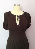 Karen Millen Dark Brown Scoop Neck Tie Cap Sleeve Dress Size 10 - Whispers Dress Agency - Womens Dresses - 2