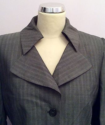 Smart Betty Barclay Grey Pinstripe Long Jacket Size 12 - Whispers Dress Agency - Womens Coats & Jackets - 2