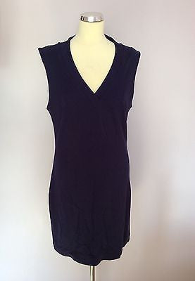 French Connection Dark Blue Stretch V Neck Sleeveless Dress Size 16 - Whispers Dress Agency - Womens Dresses - 1