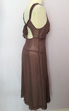 Ted Baker Brown Silk Beaded Dress Size 3 UK 12 - Whispers Dress Agency - Sold - 2