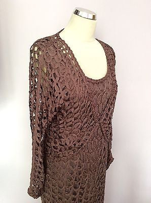 Gina Bacconi Mauve Crocheted Dress & Matching Cardigan Size 16 - Whispers Dress Agency - Womens Special Occasion - 2