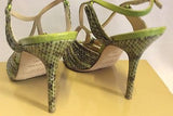 Jimmy Choo Raven Elaphe Green Snakeskin Strappy Heel Sandals Size 7/40.5 - Whispers Dress Agency - Womens Sandals - 3