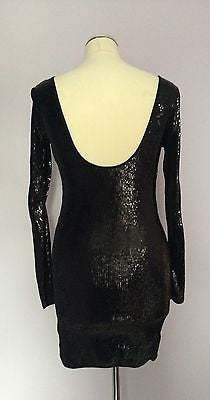 Brand New Warehouse Black Long Sleeved Sequinned Bodycon Dress Size 8 - Whispers Dress Agency - Womens Eveningwear - 2