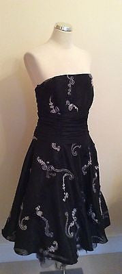Zafir London Black Appliqué Trim Strapless Occasion / Party Dress Size 14 - Whispers Dress Agency - Womens Special Occasion - 1