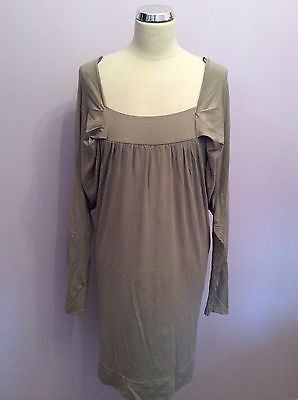 Brand New Northlands Beige Square Neck Pleated Sleeve Stretch Dress Size M/L - Whispers Dress Agency - Womens Dresses - 1