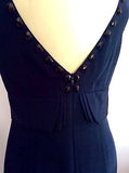 Laura Ashley Dark Blue Jewel Trim Scoop Neck Pencil Dress Size 10 - Whispers Dress Agency - Womens Dresses - 3