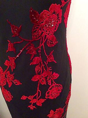 Précis Petite Black & Red Floral Silk Blend Strappy Dress Size 10 - Whispers Dress Agency - Womens Eveningwear - 2