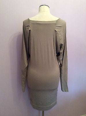 Brand New Northlands Beige Square Neck Pleated Sleeve Stretch Dress Size M/L - Whispers Dress Agency - Womens Dresses - 2