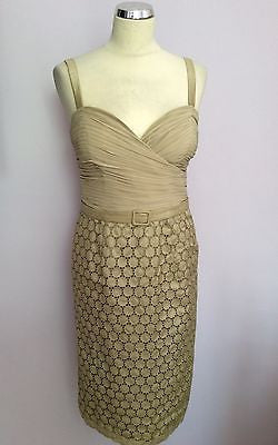 Frank Usher Pale Gold / Beige Silk Pencil Dress Size 12 - Whispers Dress Agency - Sold - 1