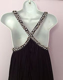Amanda Wakeley Black Diamante Straps Pleated Cocktail Dress Size 8 - Whispers Dress Agency - Womens Eveningwear - 2
