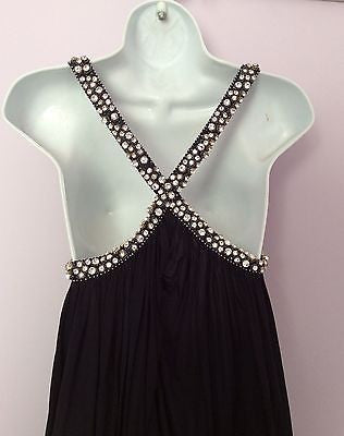 Amanda Wakeley Black Diamante Straps Pleated Cocktail Dress Size 8 - Whispers Dress Agency - Womens Eveningwear - 2