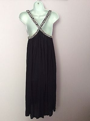 Amanda Wakeley Black Diamante Straps Pleated Cocktail Dress Size 8 - Whispers Dress Agency - Womens Eveningwear - 3
