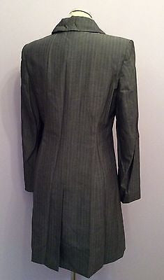 Smart Betty Barclay Grey Pinstripe Long Jacket Size 12 - Whispers Dress Agency - Womens Coats & Jackets - 3