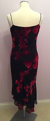 Précis Petite Black & Red Floral Silk Blend Strappy Dress Size 10 - Whispers Dress Agency - Womens Eveningwear - 3
