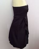 Karen Millen Black Matt Satin Strapless Pleated Front Dress Size 10 - Whispers Dress Agency - Womens Eveningwear - 2