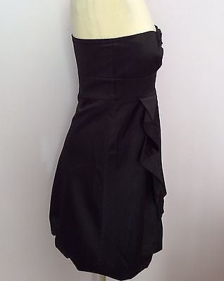 Karen Millen Black Matt Satin Strapless Pleated Front Dress Size 10 - Whispers Dress Agency - Womens Eveningwear - 2
