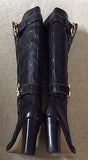 Fiona Mcguinness Black Leather Buckle Trims Heeled Knee High Boots Size 7/40 - Whispers Dress Agency - Womens Boots - 3