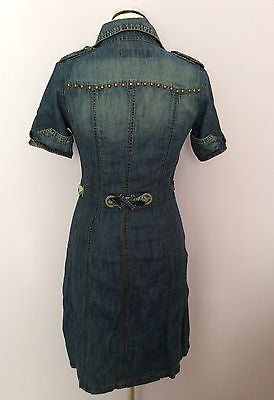 Karen Millen Blue Denim Scarf Silk Tie Waist Dress Size 8 - Whispers Dress Agency - Sold - 3