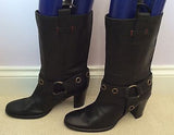 Tommy Hilfiger Black Leather Calf Length Boots Size Us 9.5/ Uk 7 - Whispers Dress Agency - Womens Boots - 2