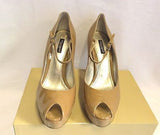 Dolce & Gabbana Camel Patent Leather Peeptoe Heels Size 5.5/38.5 - Whispers Dress Agency - Womens Heels - 2