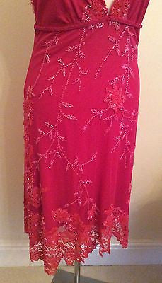 BRAND NEW AFTERSHOCK HOT PINK BEADED & SEQUINNED HALTERNECK COCKTAIL DRESS SIZE M - Whispers Dress Agency - Womens Eveningwear - 4