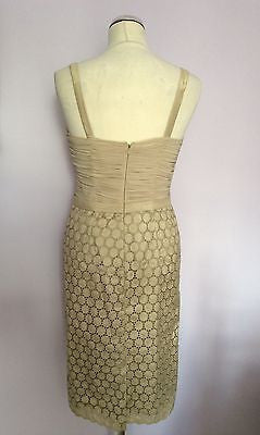 Frank Usher Pale Gold / Beige Silk Pencil Dress Size 12 - Whispers Dress Agency - Sold - 3