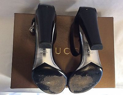 Gucci Black Patent Buckle Trim Strap Heeled Sandals Size 7/40.5 - Whispers Dress Agency - Sold - 5