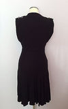 Karen Millen Black Buckle Trim Shoulder V Neck Dress Size 10 - Whispers Dress Agency - Womens Dresses - 4