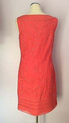 Brand New Per Una Speziale Coral Pink Beaded Cotton Dress Size 12 - Whispers Dress Agency - Womens Dresses - 2
