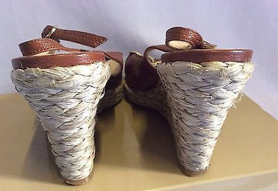 LK Bennett Tan Brown Leather Wedge Heel Peeptoe Sandals Size 7.5/ 41 - Whispers Dress Agency - Sold - 4