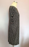 Jaeger Brown & Cream Print Silk Pleated Short Sleeve Dress Size M - Whispers Dress Agency - Womens Dresses - 2
