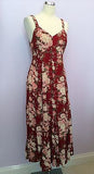 Phool Dark Red And Pink Floral Print Strappy Calf Length Dress Size S - Whispers Dress Agency - Womens Dresses - 1