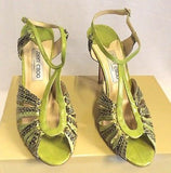 Jimmy Choo Raven Elaphe Green Snakeskin Strappy Heel Sandals Size 7/40.5 - Whispers Dress Agency - Womens Sandals - 2