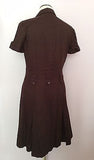 Ted Baker Brown Cotton Short Sleeve Shirt Dress Size 4 UK 14 - Whispers Dress Agency - Sold - 3
