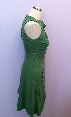 Karen Millen Green Spotted Sleeveless Dress Size 8 - Whispers Dress Agency - Womens Dresses - 2