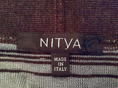 Nitya Dark Brown & Green Stripe & Floral Design Wool V Neck Cardigan Size 10 - Whispers Dress Agency - Womens Knitwear - 3