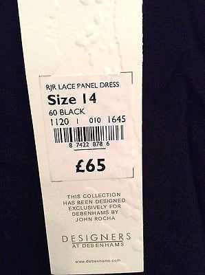 BRAND NEW WITH TAGS JOHN ROCHA BLACK LACE PANEL SHIFT DRESS 14 RRP £ 65 - Whispers Dress Agency - Womens Dresses - 3