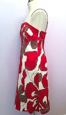 Coast Red, White & Beige Floral Print Strappy / Strapless Dress Size 14 - Whispers Dress Agency - Womens Special Occasion - 3