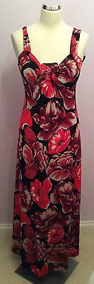 Star By Julien Macdonald Black & Red Floral Print Maxi Dress Size 10 - Whispers Dress Agency - Womens Dresses - 1