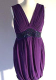 Monsoon Purple Silk Bead & Sequin Trim Occasion Dress Size 14 - Whispers Dress Agency - Womens Special Occasion - 1