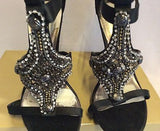 Faith Black Satin Bead & Jewel T Bar Ankle Strap Heels Size 6/39 - Whispers Dress Agency - Womens Heels - 2