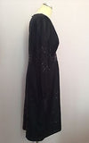Brand New Monsoon Black Sequinned Long Sleeve Silk Dress Size 12 - Whispers Dress Agency - Womens Eveningwear - 2