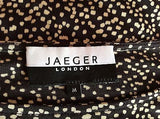 Jaeger Brown & Cream Print Silk Pleated Short Sleeve Dress Size M - Whispers Dress Agency - Womens Dresses - 4