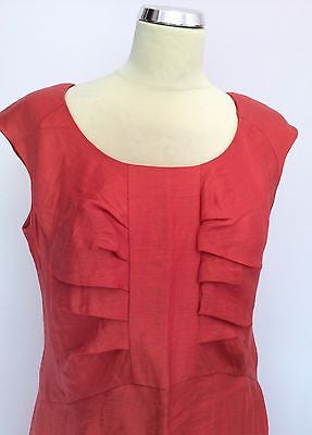 Minuet Coral Linen Blend Pencil Dress Size 14 - Whispers Dress Agency - Sold - 2