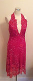 BRAND NEW AFTERSHOCK HOT PINK BEADED & SEQUINNED HALTERNECK COCKTAIL DRESS SIZE M - Whispers Dress Agency - Womens Eveningwear - 1